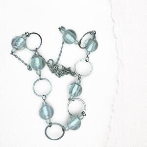 645. Silvertone Glass Necklace